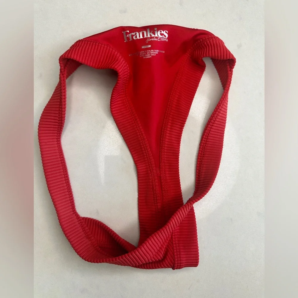Frankies Bikinis Red Cole Cutout Ribbed Bikini Set Luxury Swim M/L